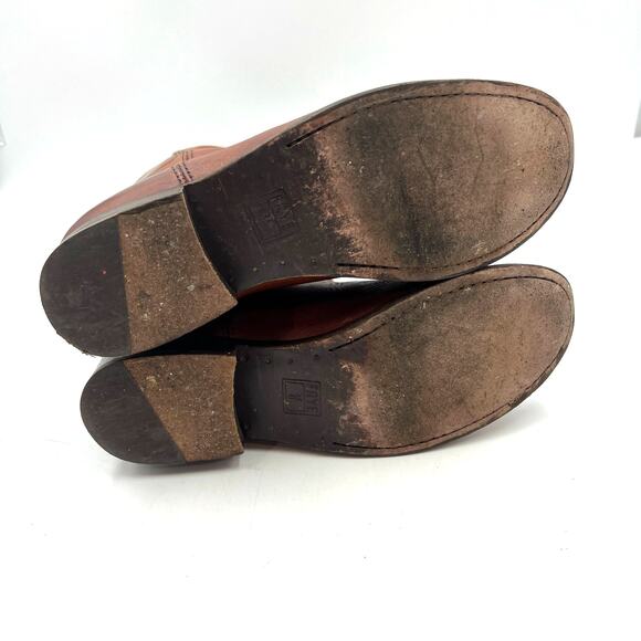 Frye Cox Knee High Leather Boots Cognac Brown Tall Equestrian - Picture 9 of 10